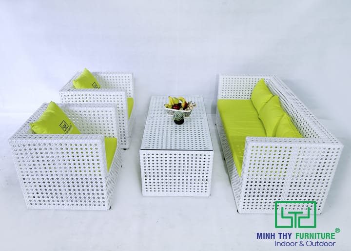 Sofa mây nhựa phòng khách hiện đại cho không gian villa Sofa mây nhựa phòng khách hiện đại cho không gian villa