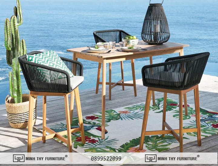 Ghế ngồi quầy bar nhựa giả mây đan thủ công sợi PE cao cấp Ghế ngồi quầy bar nhựa giả mây đan thủ công sợi PE cao cấp