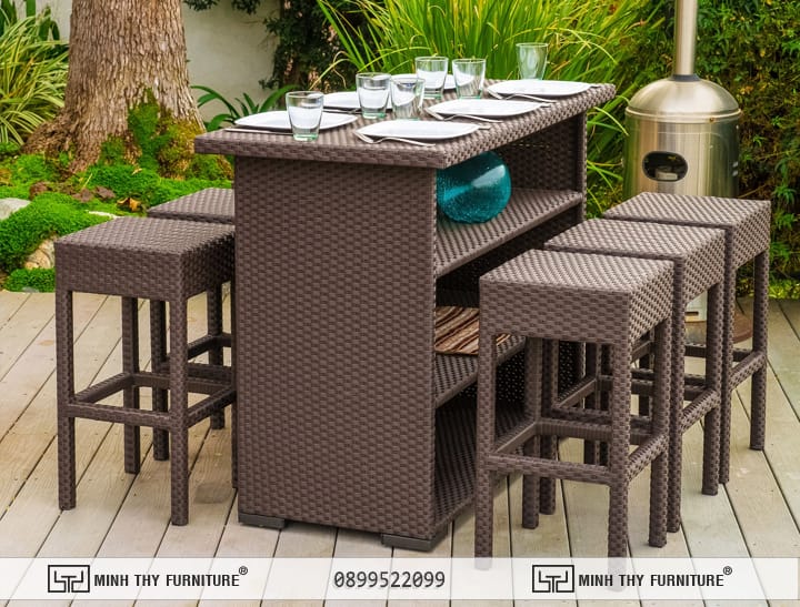 Ghế bar nhựa giả mây ngoài trời bền đẹp cho resort và khách sạn Ghế bar nhựa giả mây ngoài trời bền đẹp cho resort và khách sạn