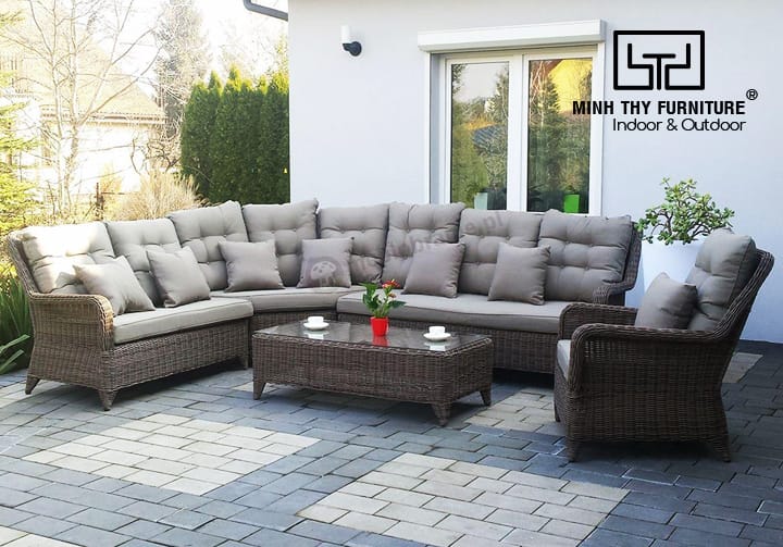 Sofa mây nhựa sang trọng cho rooftop cao cấp 1 Sofa mây nhựa sang trọng bố trí tại rooftop khách sạn