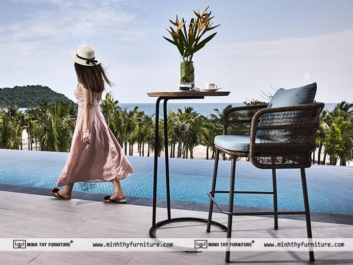 Bàn ghế khung nhôm cho khách sạn ngoài trời Bàn ghế khung nhôm cho khách sạn ngoài trời