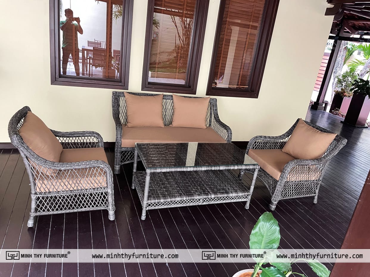 Sofa mây nhựa theo yêu cầu cho khách sạn resort Sofa mây nhựa theo yêu cầu cho khách sạn resort