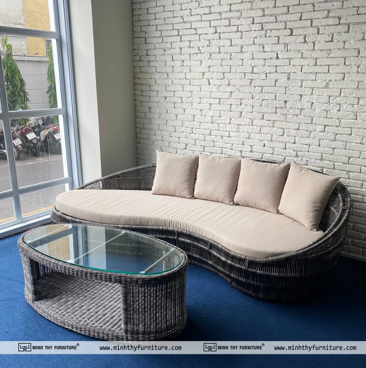 Sofa mây nhựa khách sạn khu vực sảnh chờ Sofa mây nhựa khách sạn khu vực sảnh chờ
